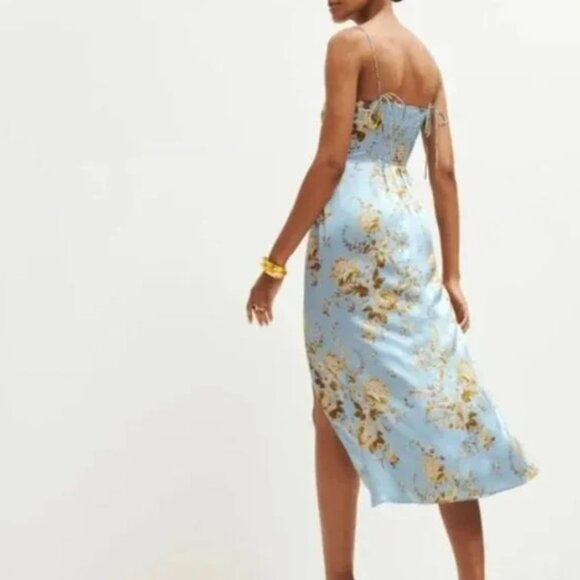 Reformation Marguerite Silk Dress in Heavenly Blue - Picture 3 of 11